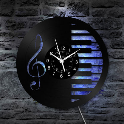LED Vinyl Wall Clock | Piano Music Note | 12''