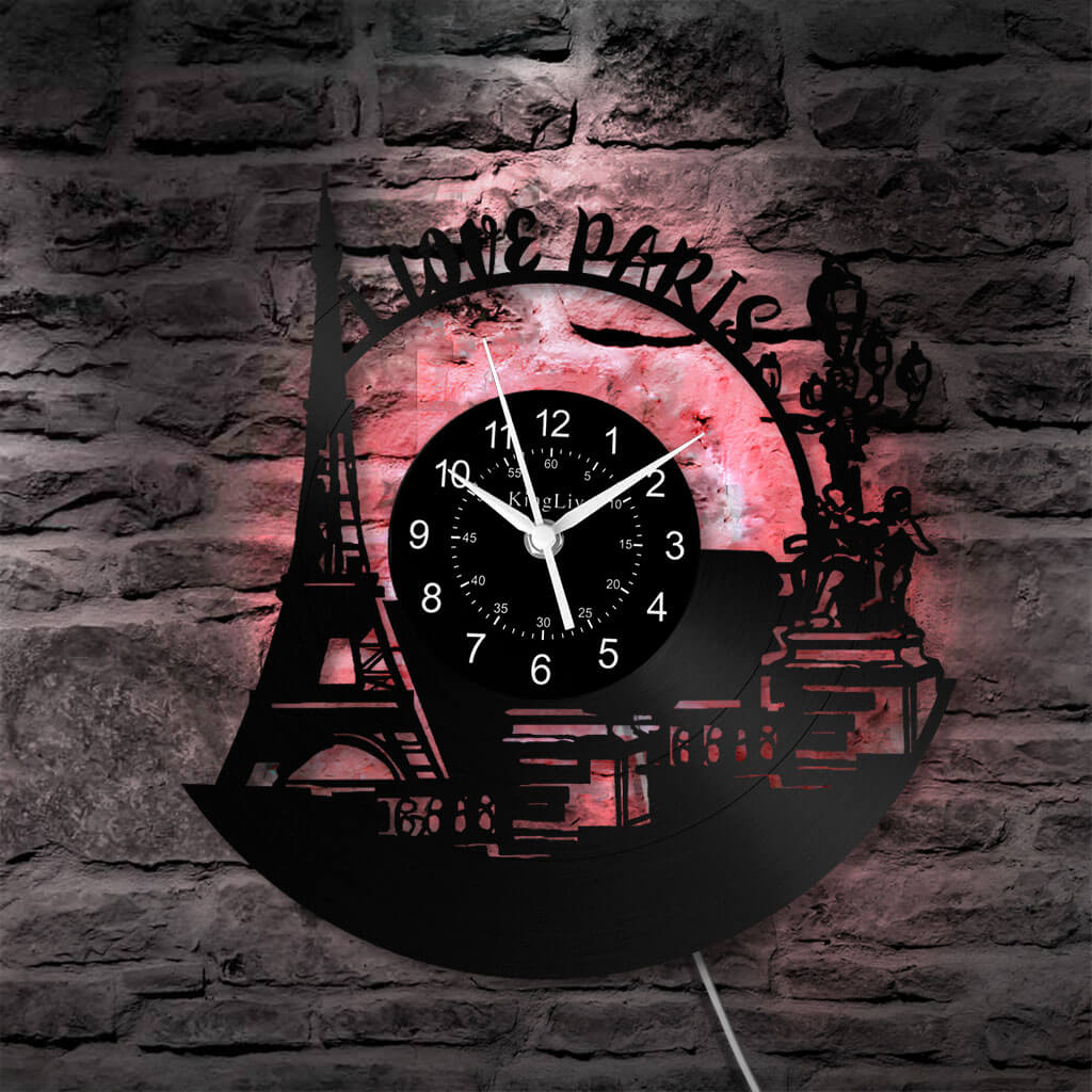 LED Vinyl Wall Clock | Paris Eiffel Tower | 12'' | 0271WPB