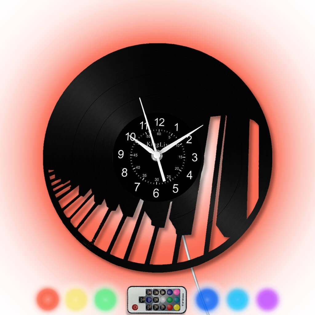 LED Vinyl Wall Clock | Piano Music Note | 12''