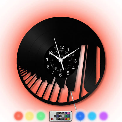 LED Vinyl Wall Clock | Piano Music Note | 12''