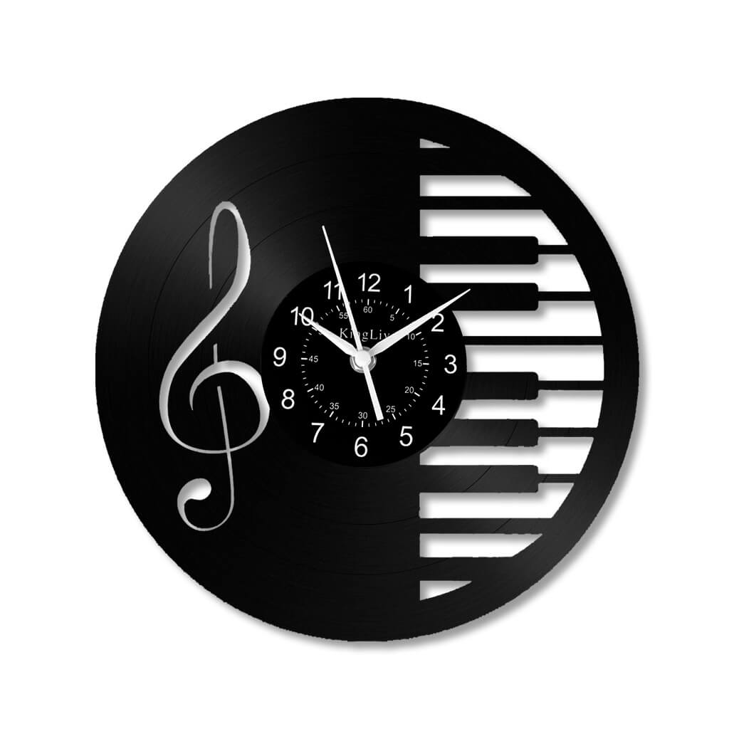 LED Vinyl Wall Clock | Piano Music Note | 12''