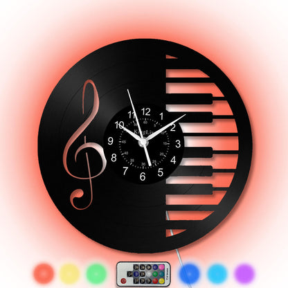 LED Vinyl Wall Clock | Piano Music Note | 12''