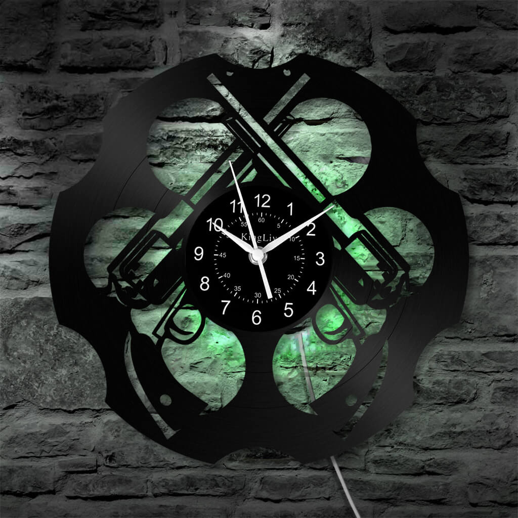 LED Vinyl Wall Clock | Pistol | 12'' | 0284WPB