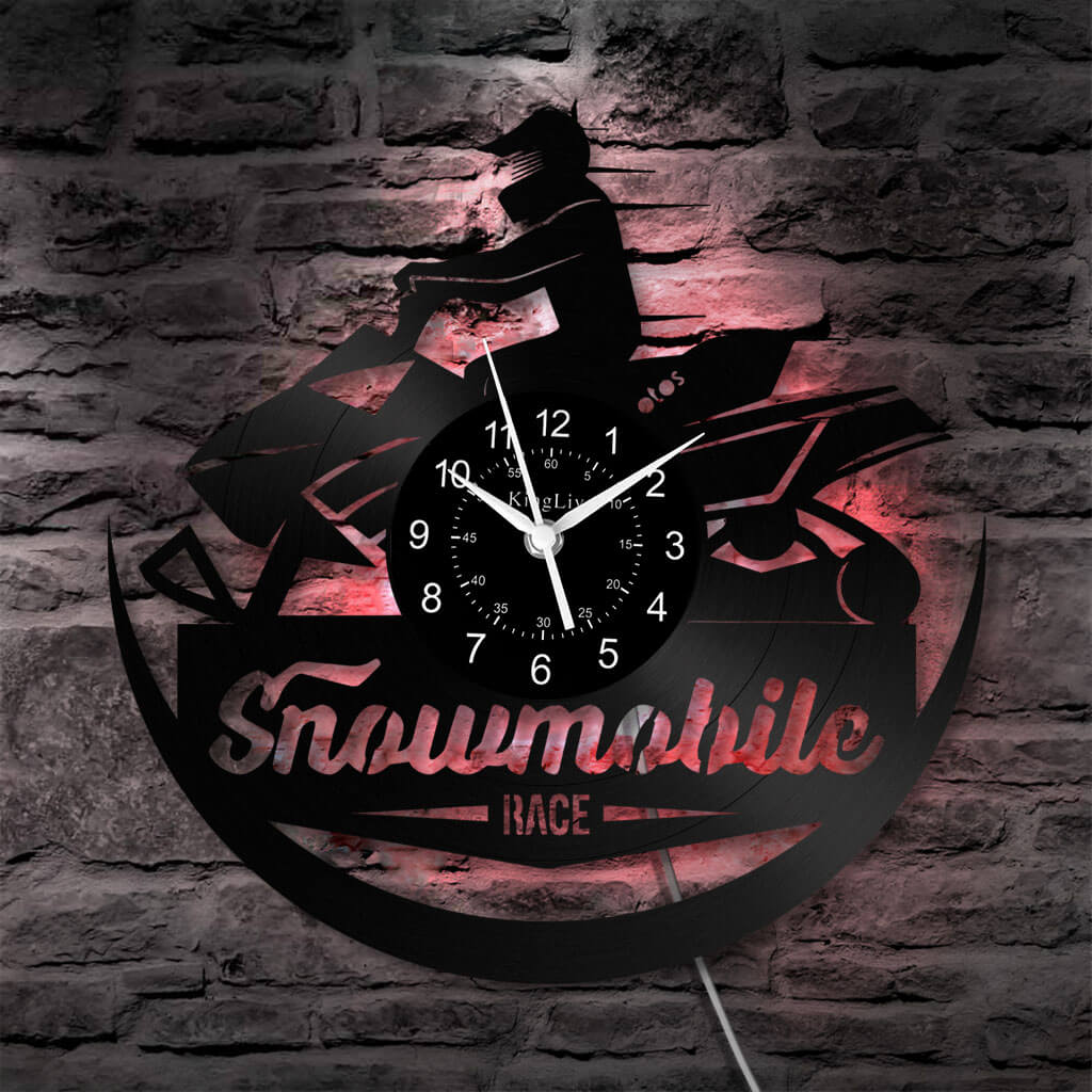 LED Vinyl Wall Clock | Snowmobile | 12'' | 0279WPB