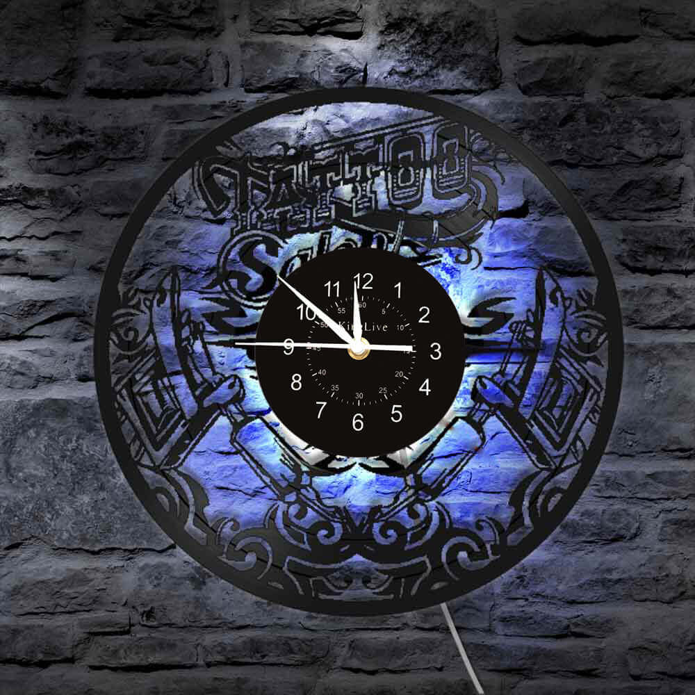 Tattoo Studio Led Vinyl Record Wall Clock