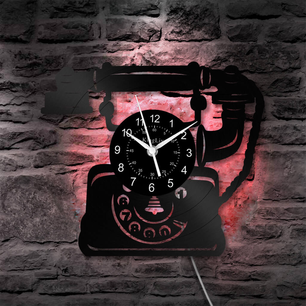 LED Vinyl Wall Clock | Telephone | 12'' | 0288WPB