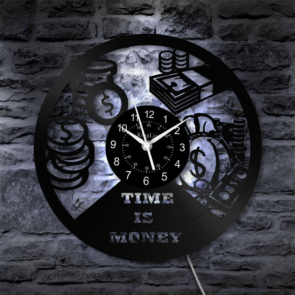 LED Vinyl Wall Clock | Time is Money | 12'' | 0270WPB