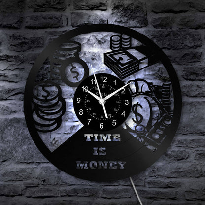 LED Vinyl Wall Clock | Time is Money | 12'' | 0270WPB