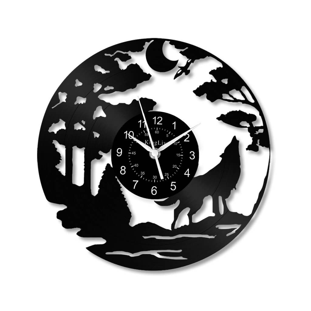 LED Vinyl Wall Clock | Wolf | 0056WPB