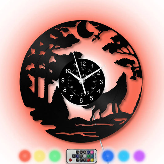 LED Vinyl Wall Clock | Wolf