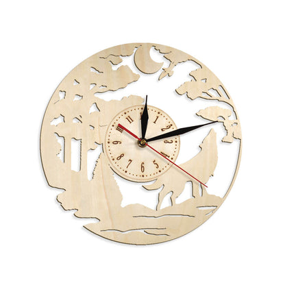 Wolf Custom Wooden Wall Clock