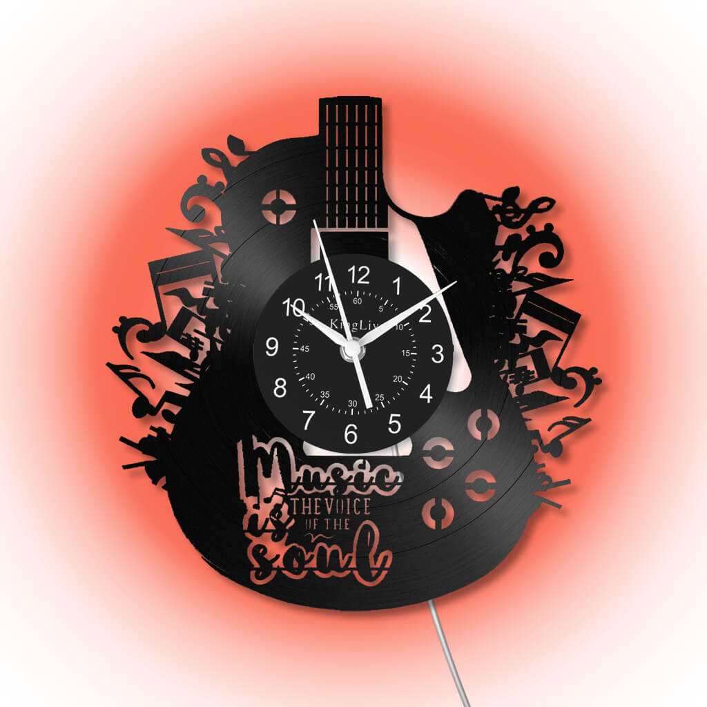Guitar Led Vinyl Record Wall Clock