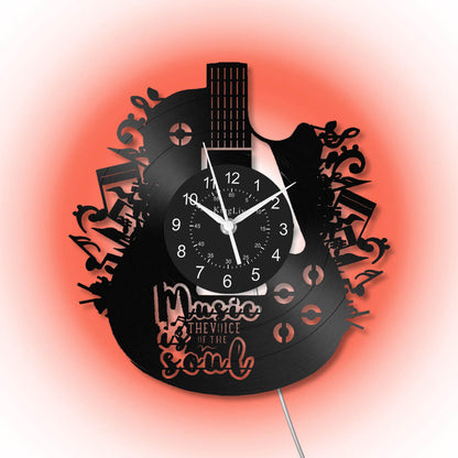 Guitar Led Vinyl Record Wall Clock