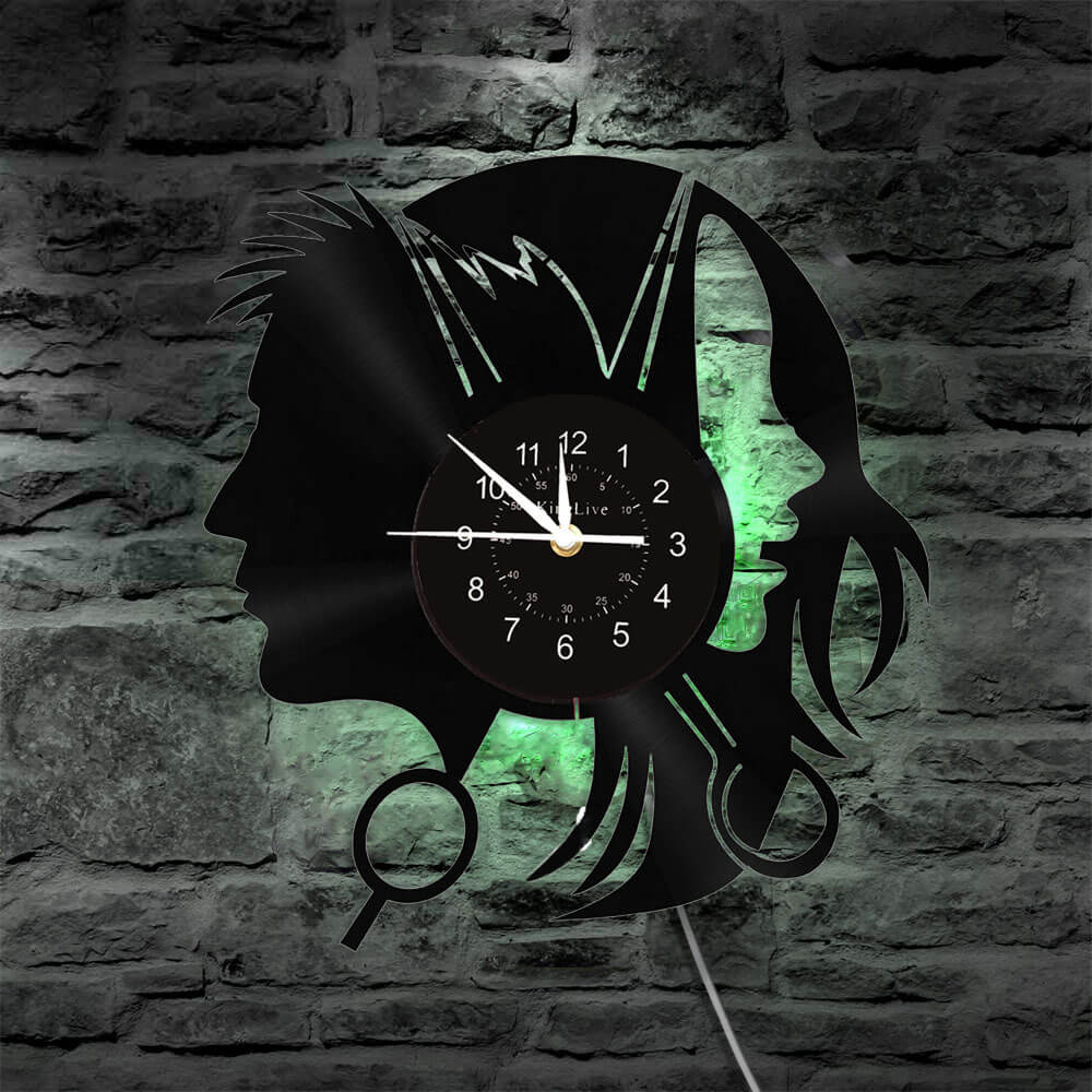 Hair Salon Barbershop Led Vinyl Record Wall Clock