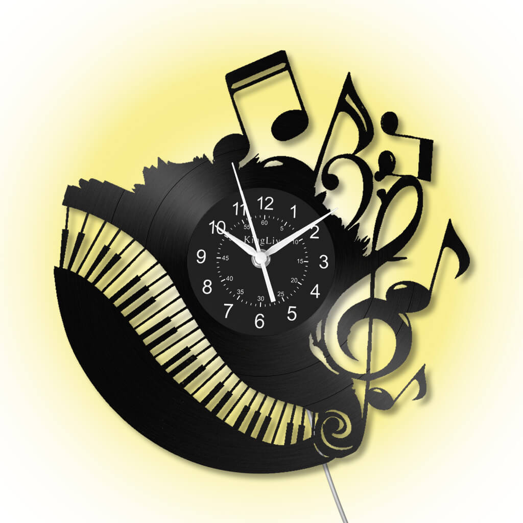 Music Piano Led Vinyl Record Wall Clock