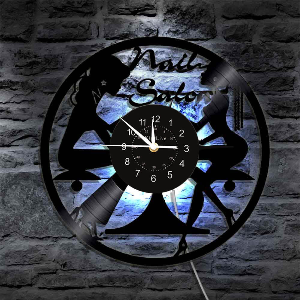 Nail Salon Beauty Led Vinyl Record Clock