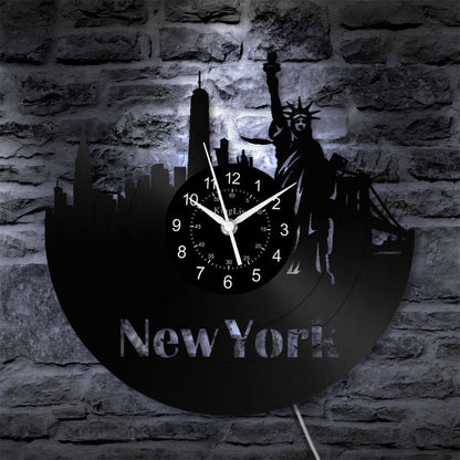 LED Vinyl Wall Clock | New York | 0205WPBN