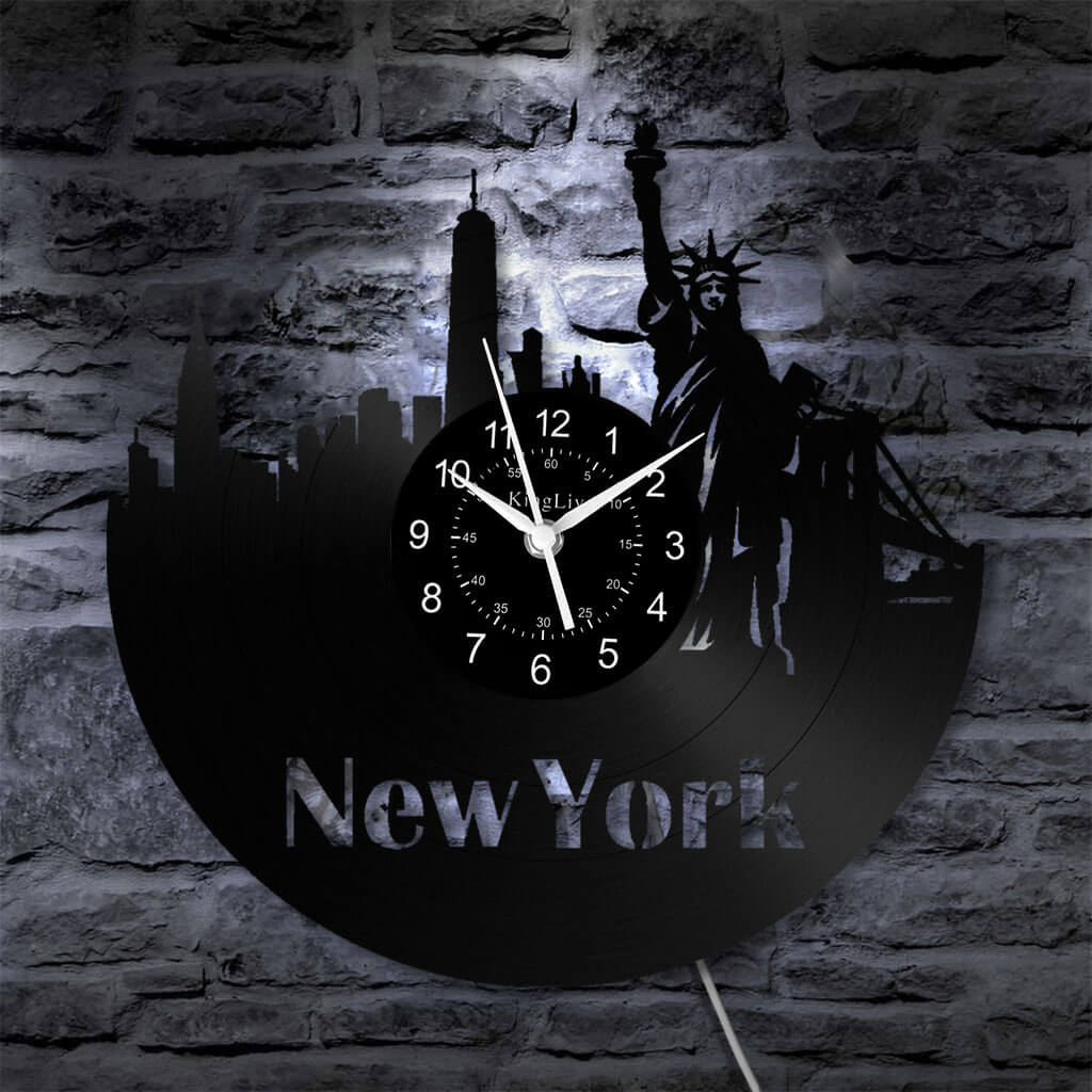 LED Vinyl Wall Clock | New York | 0205WPBN