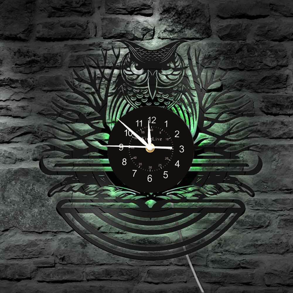 LED Vinyl Wall Clock | Owl | 12'' | 0162WPB