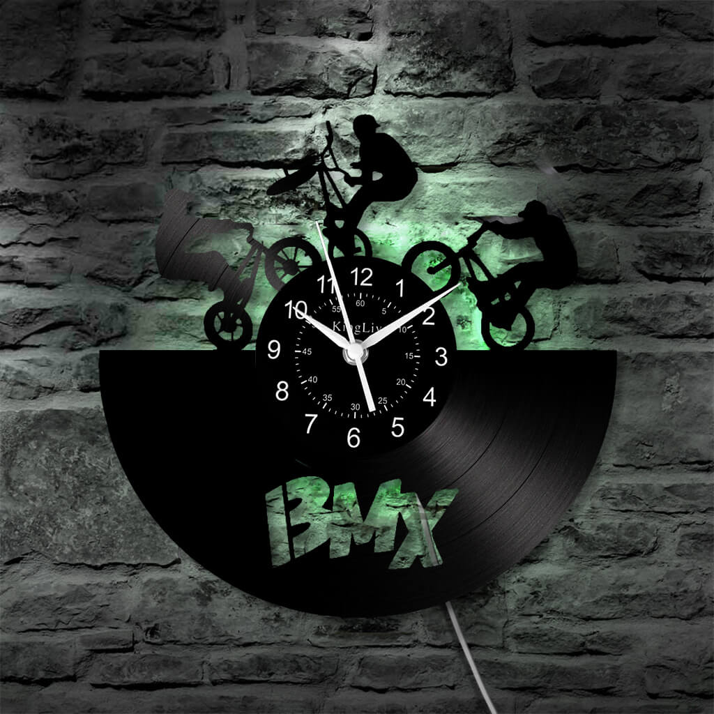 LED Vinyl Wall Clock | BMX Bicycle | 12'' | 0233WPB
