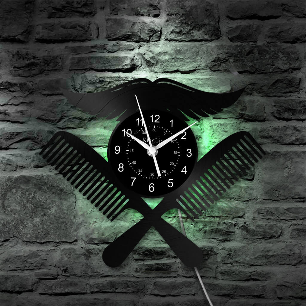 LED Vinyl Wall Clock | Barbershop | 12'' | 0227WPB