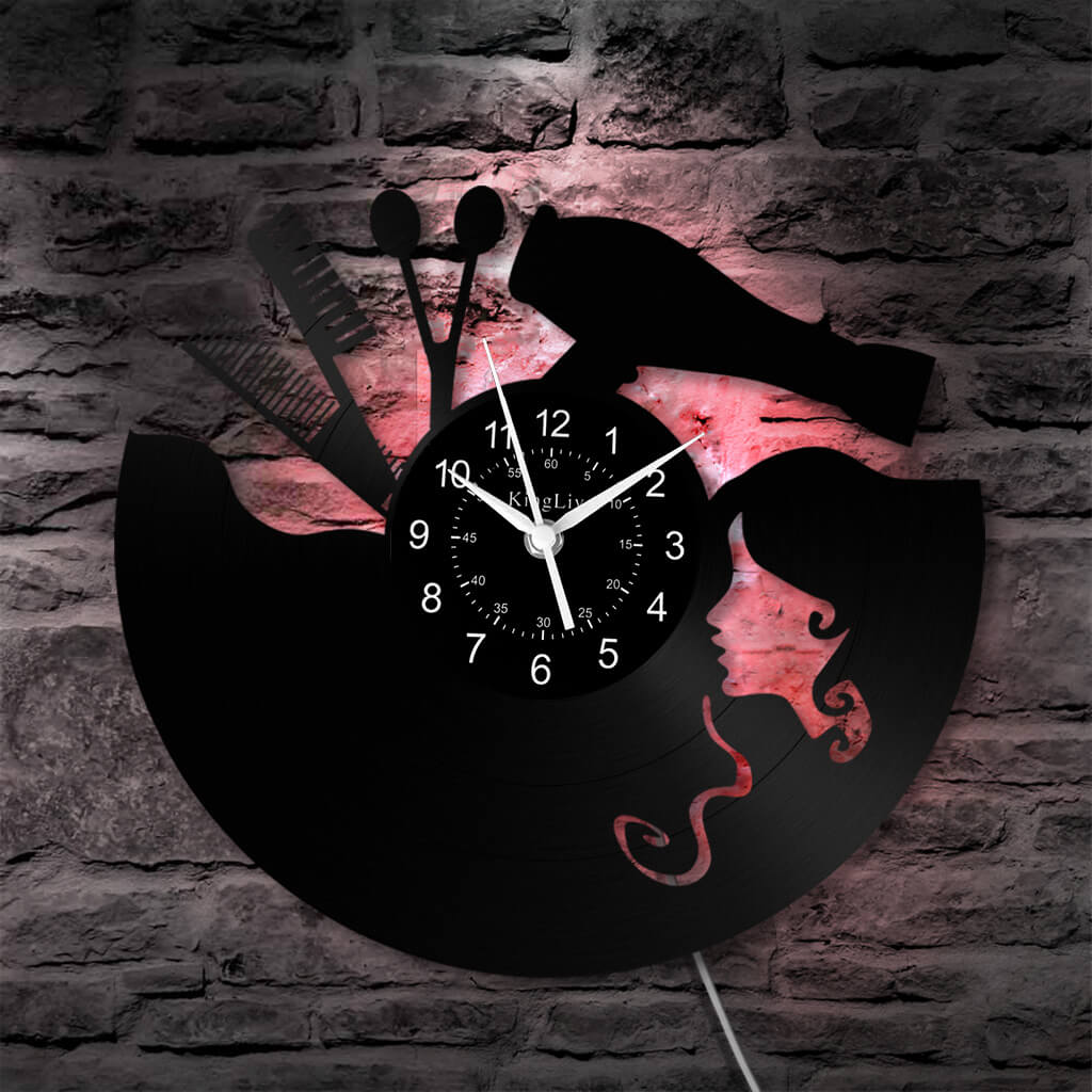 LED Vinyl Wall Clock | Nail Salon | Barber Shop | 12''