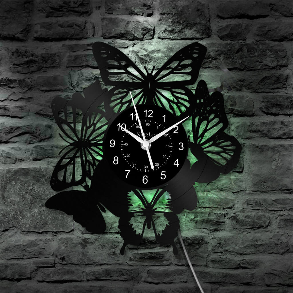 LED Vinyl Wall Clock | Butterfly | 12'' | 0246WPB