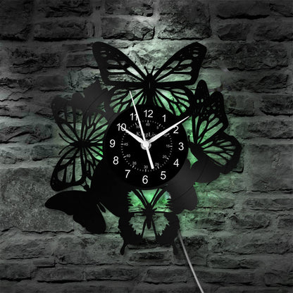 LED Vinyl Wall Clock | Butterfly | 12'' | 0246WPB