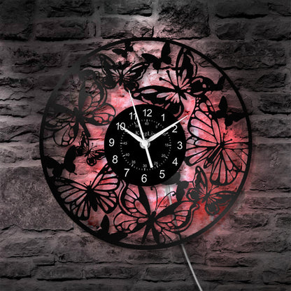 LED Vinyl Wall Clock | Butterfly | 12'' | 0176WPB