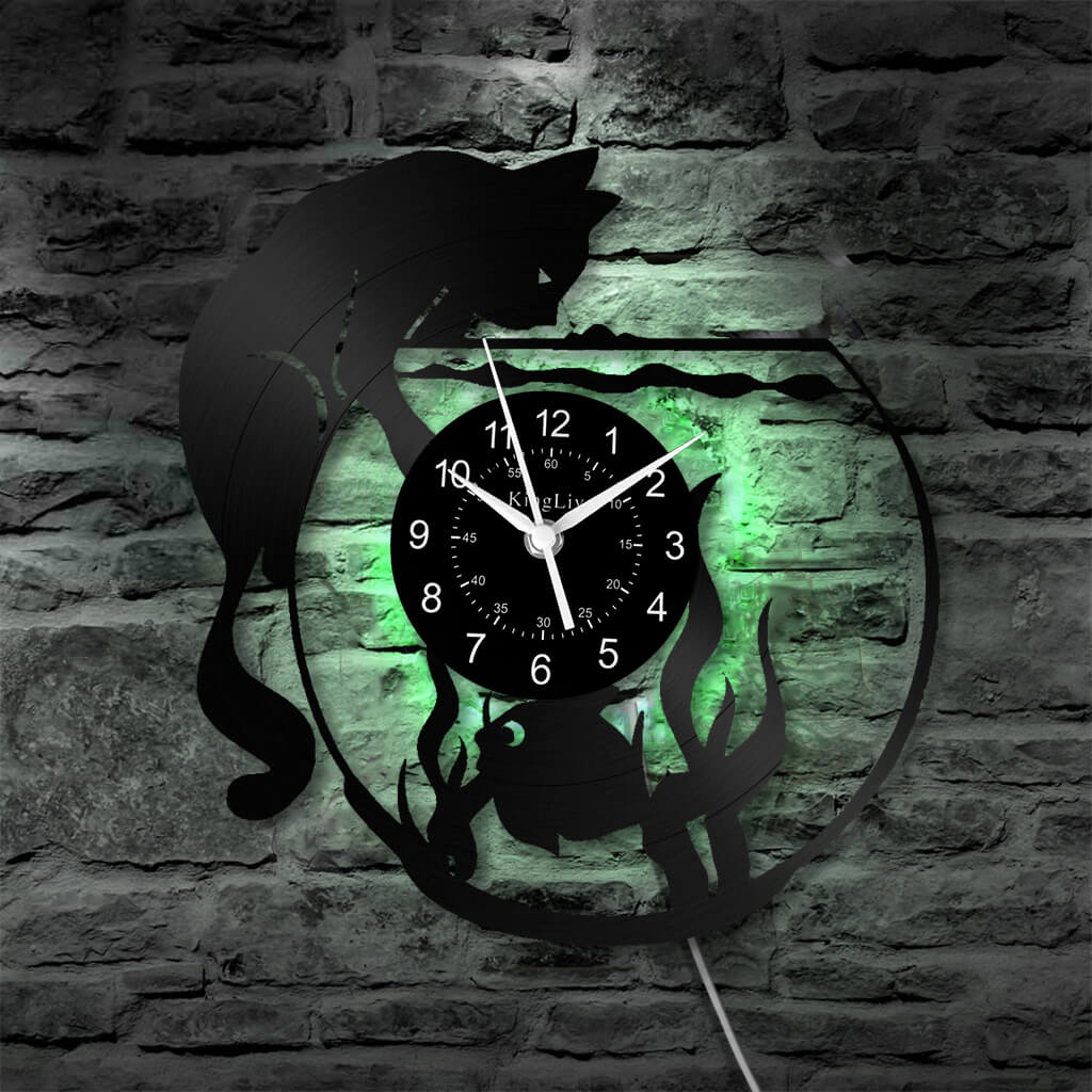 LED Vinyl Wall Clock | Cat Fish | 0113WPB