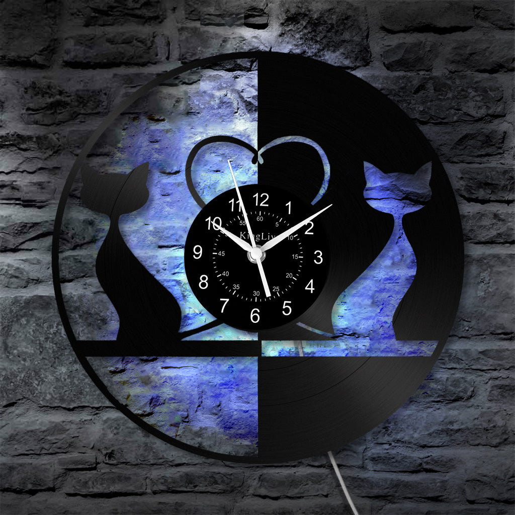 LED Vinyl Wall Clock | Cat | 12'' | 0170WPB