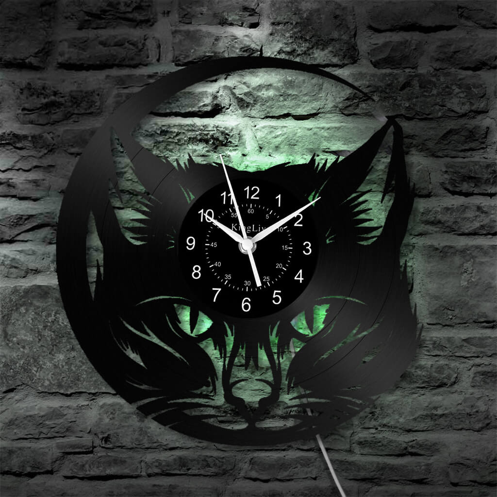 LED Vinyl Wall Clock | Cat | 12'' | 0138WPB