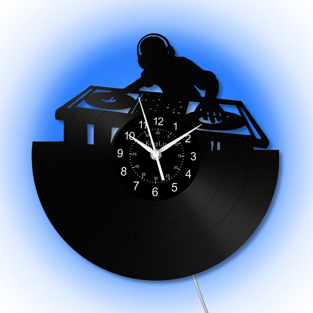 LED Vinyl Wall Clock | Custom DJ Name | 12''