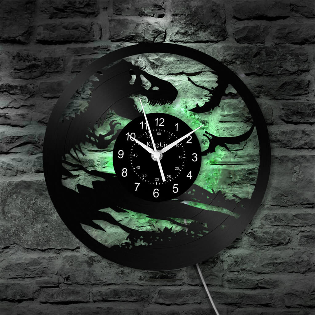 LED Vinyl Wall Clock | Dinosaur | 12'' | 0158WPB