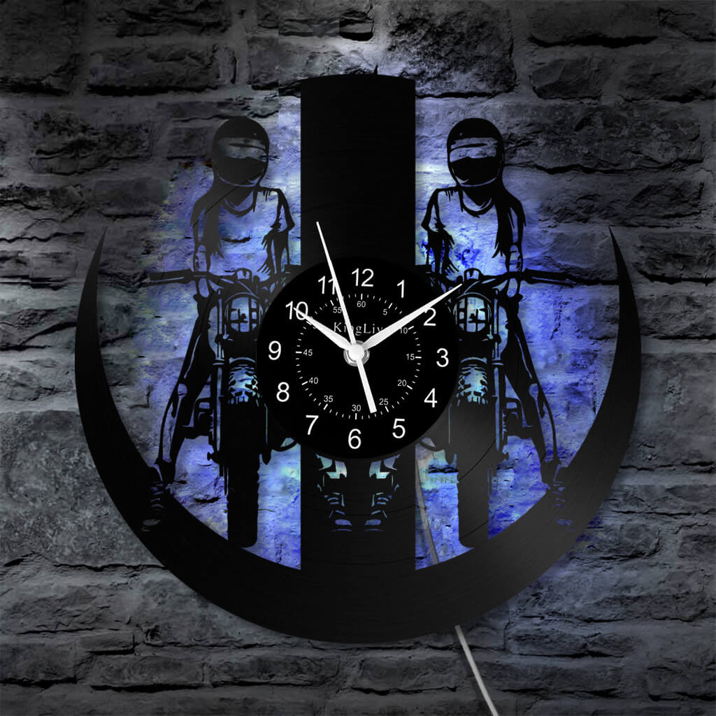 LED Vinyl Wall Clock | Dirt Bike Motocross | 12'' | 0327WPB