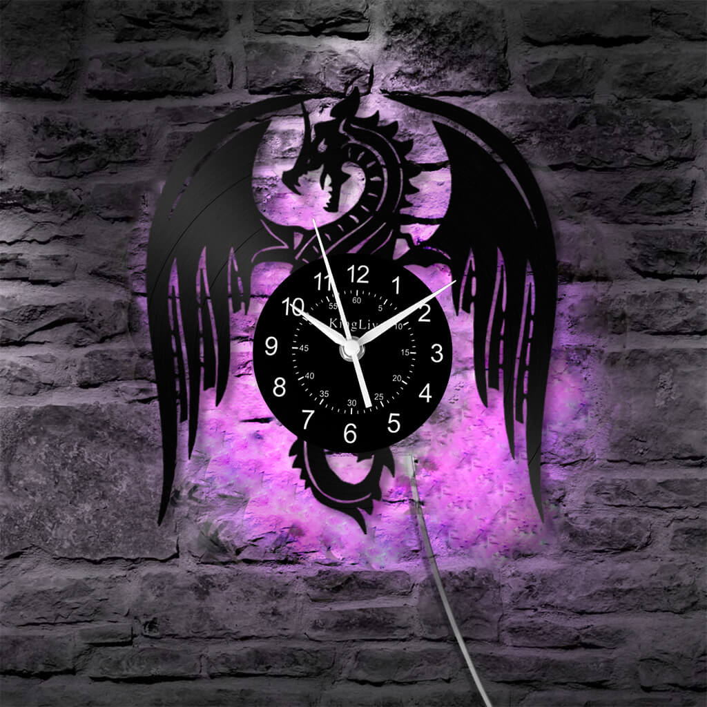 LED Vinyl Wall Clock | Dragon | 12''