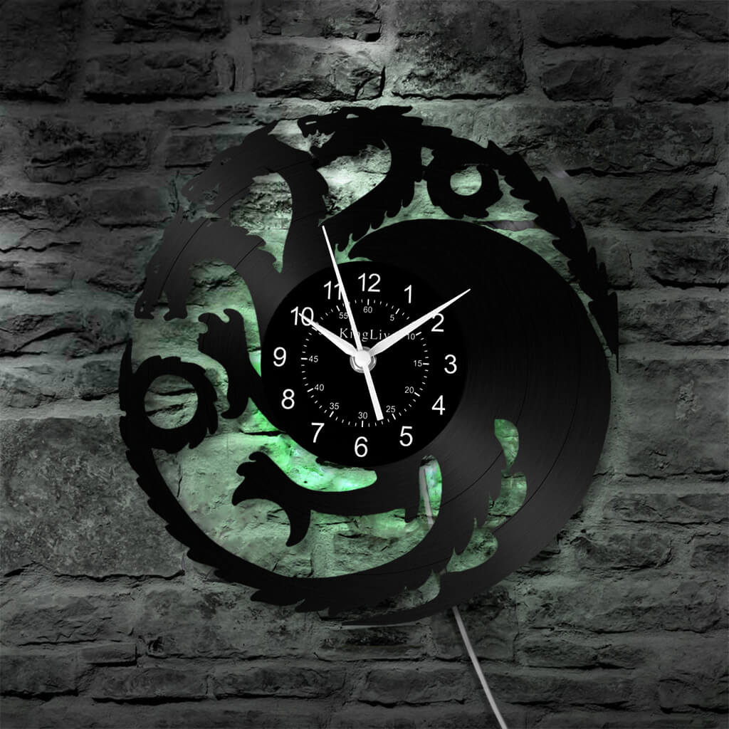 LED Vinyl Wall Clock | Dragon | 12''