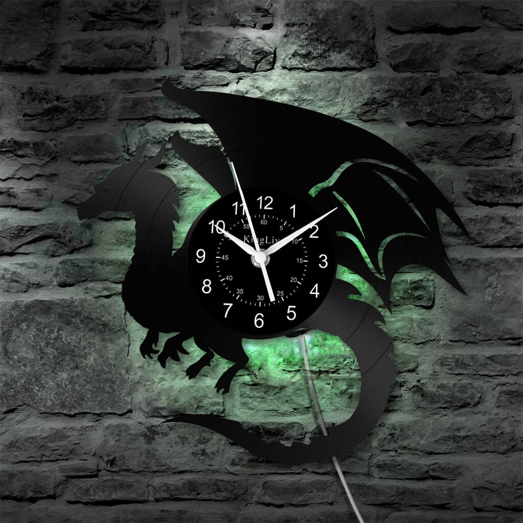 LED Vinyl Wall Clock | Dragon | 12''