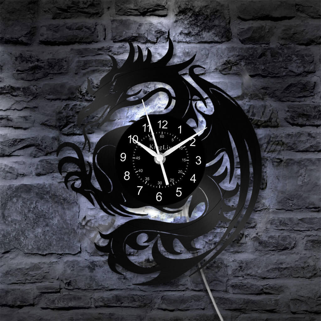 LED Vinyl Wall Clock | Dragon | 12''