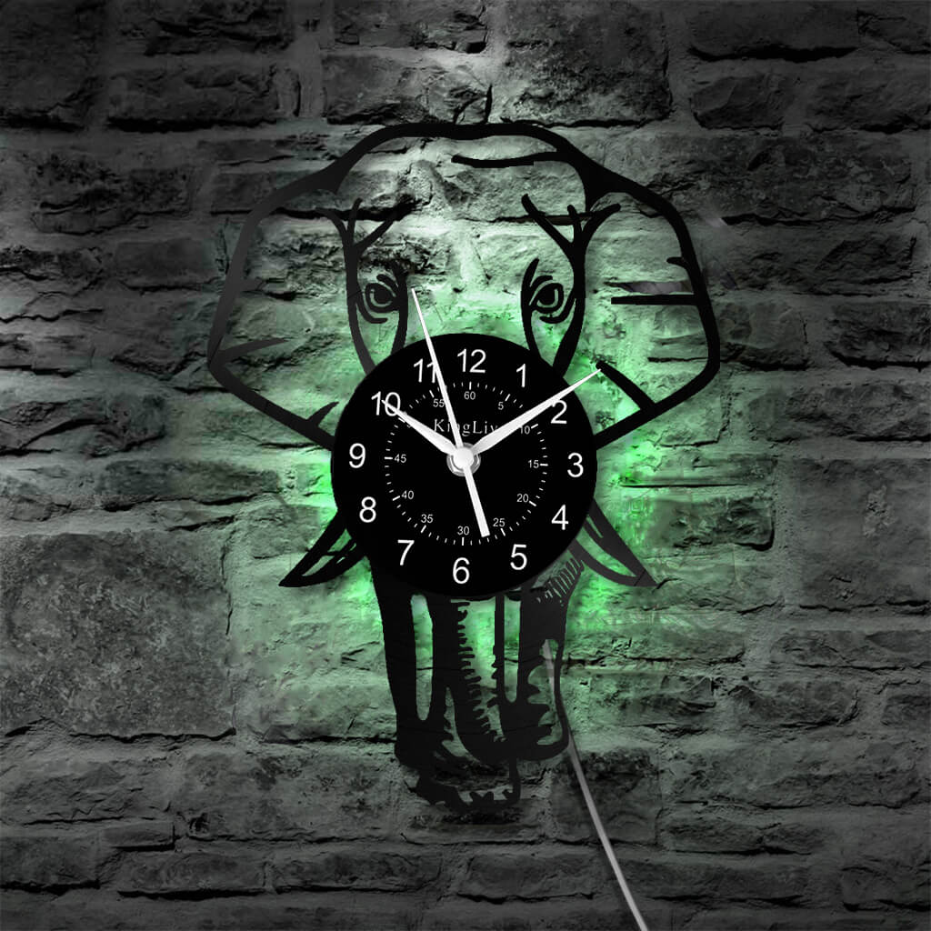 LED Vinyl Wall Clock | Elephant | 12'' | 0178WPB