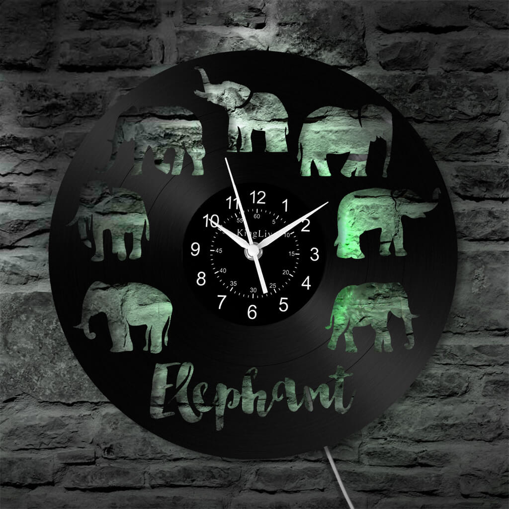LED Vinyl Wall Clock | Elephant | 12''