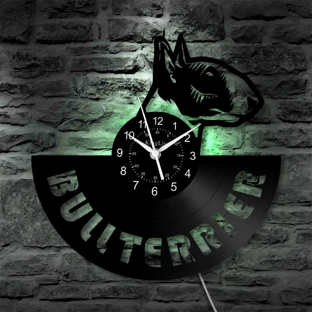 LED Vinyl Wall Clock | Bull Terrier Dog | 12'' | 0236WPB