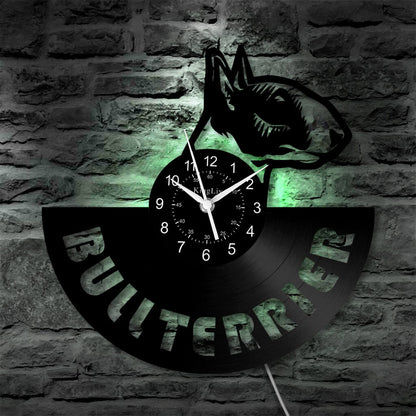 LED Vinyl Wall Clock | Bull Terrier Dog | 12'' | 0236WPB