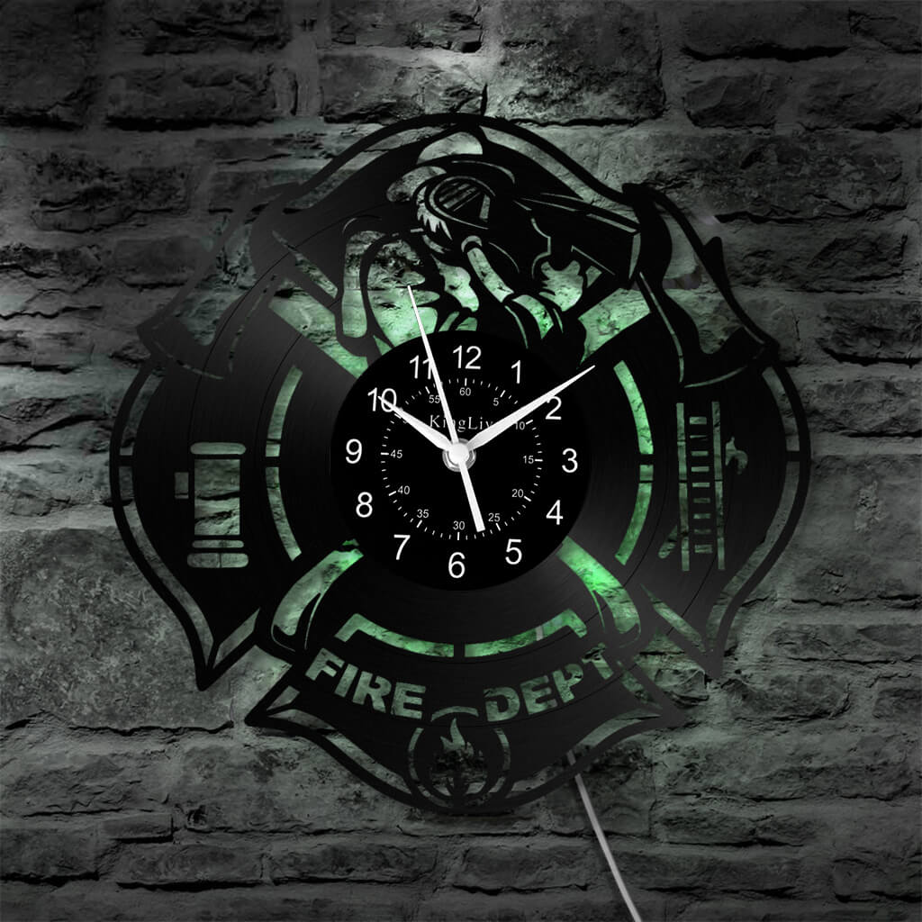 LED Vinyl Wall Clock | Fire Department | 12'' | 0302WPB