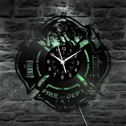 LED Vinyl Wall Clock | Fire Department | 12'' | 0302WPB