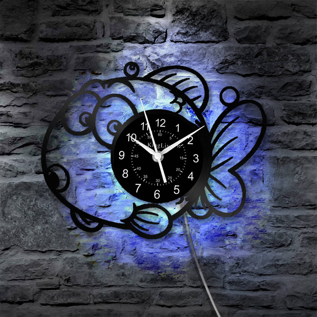 LED Vinyl Wall Clock | Fish | 12'' | 0190WPB