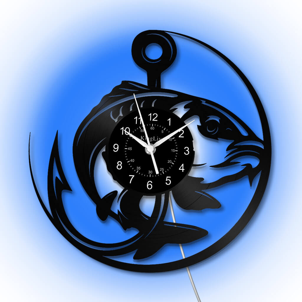 LED Vinyl Wall Clock | Fishing | 12'' | 0224WPB