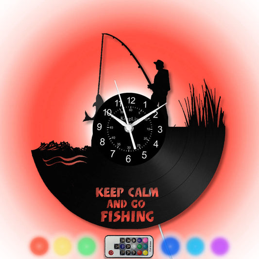 LED Vinyl Wall Clock | Fishing | 12''