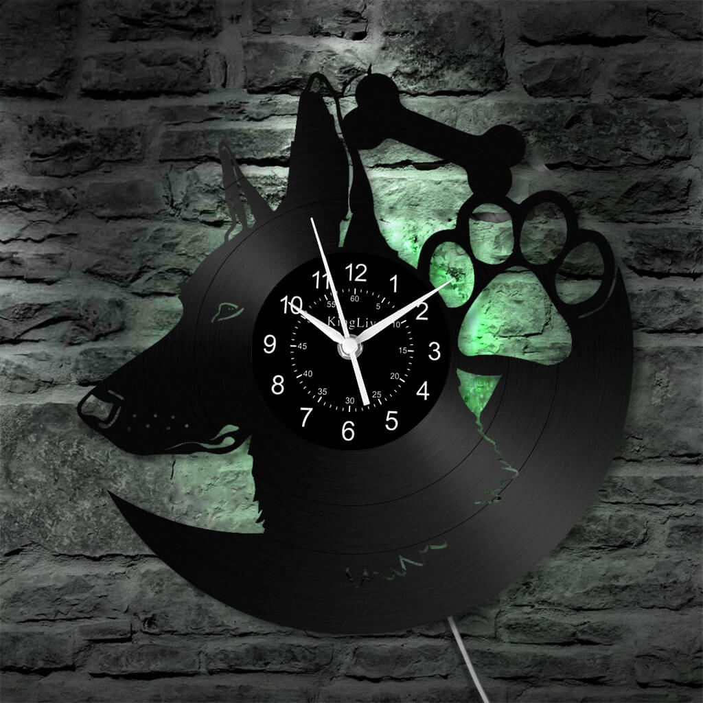 LED Vinyl Wall Clock | Custom German Shepherd Dog | 12'' | 0256WPB