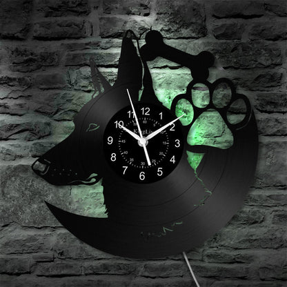 LED Vinyl Wall Clock | Custom German Shepherd Dog | 12'' | 0256WPB